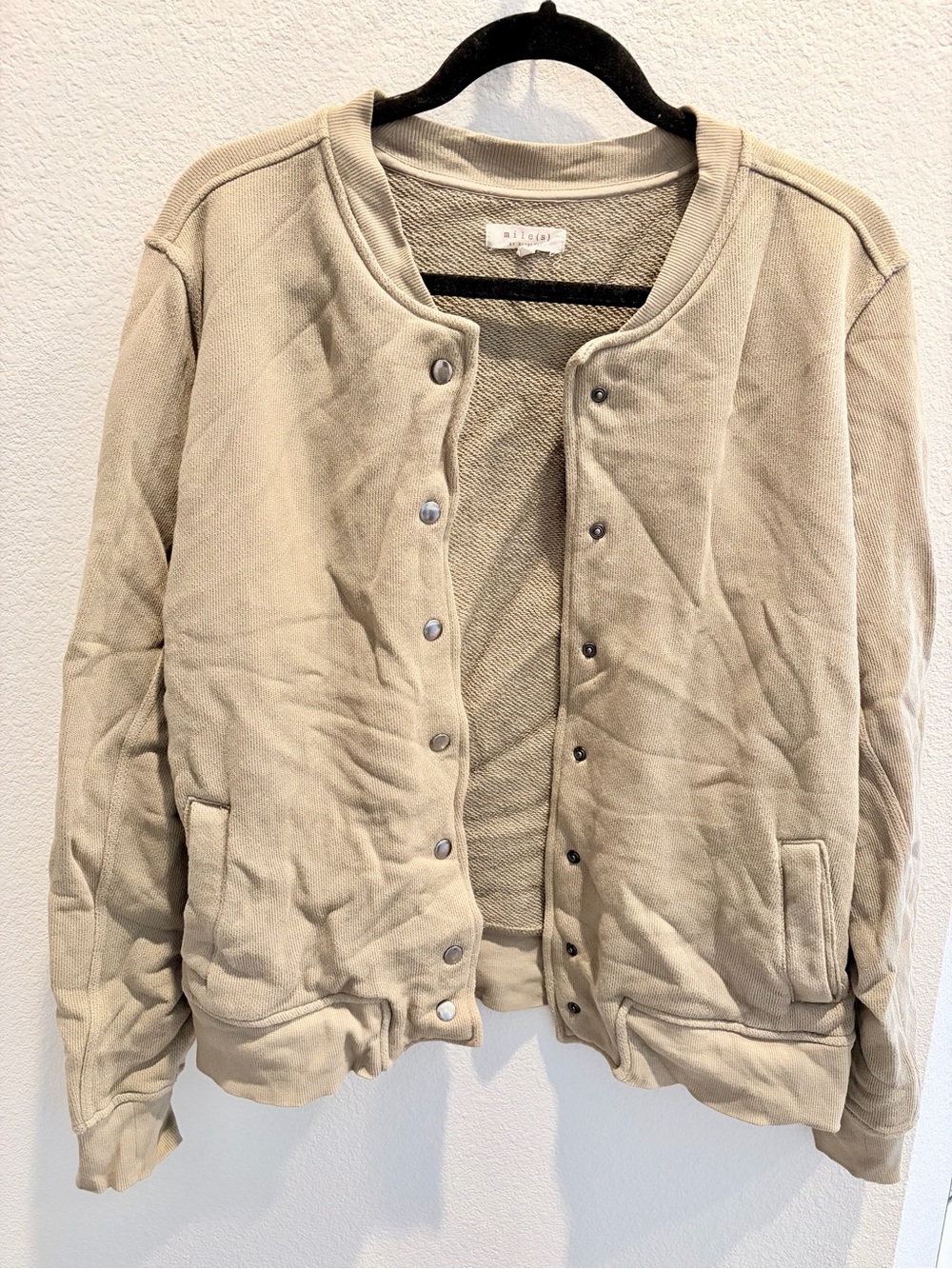 Madewell Beige Snap-Front Varsity Jacket